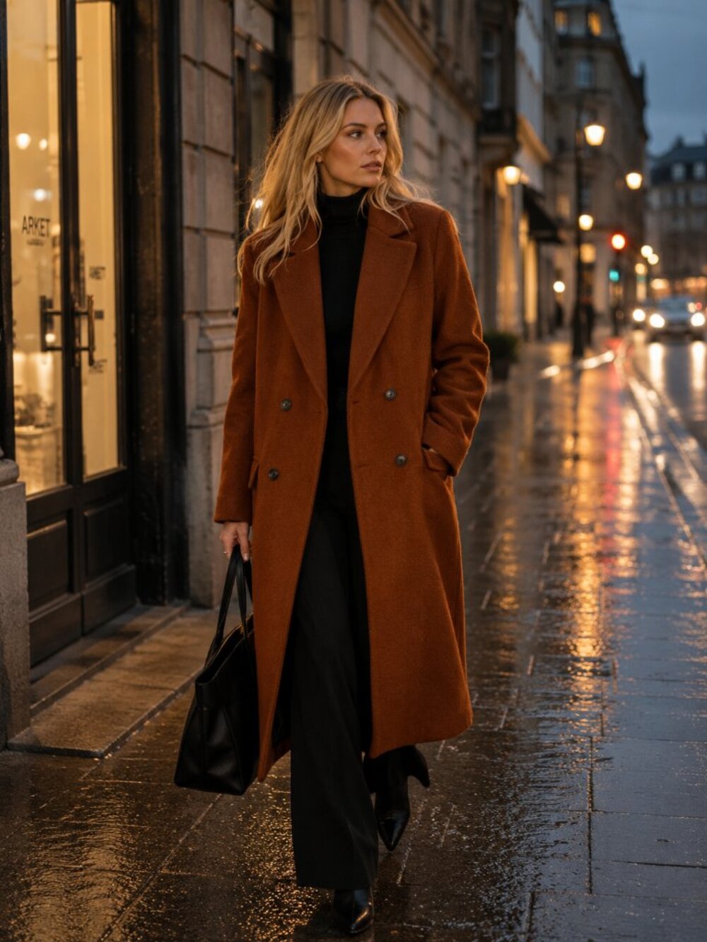 ASTR Wool Double-Breated Coat Size XS Brown Orange